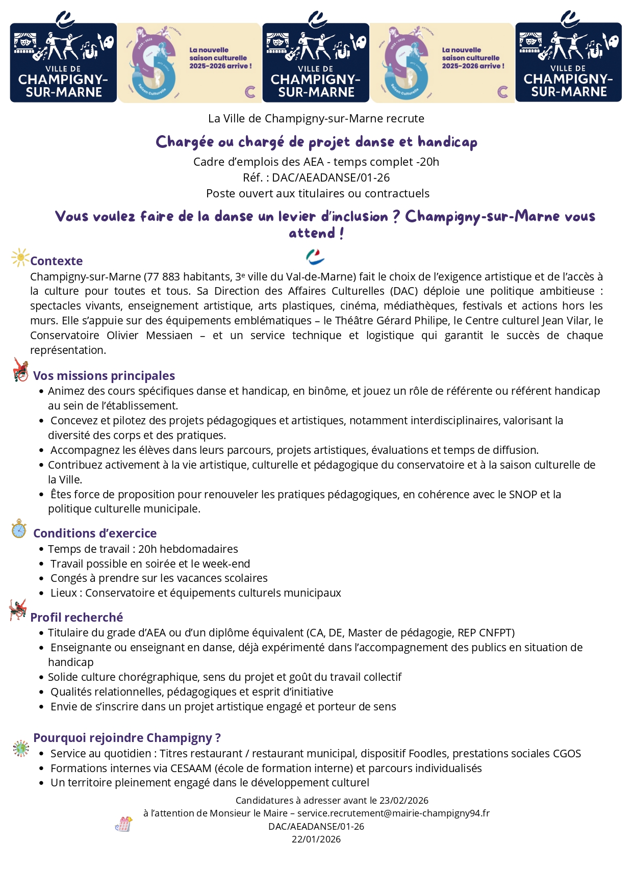 Chargée ou chargé de projet danse et handicap