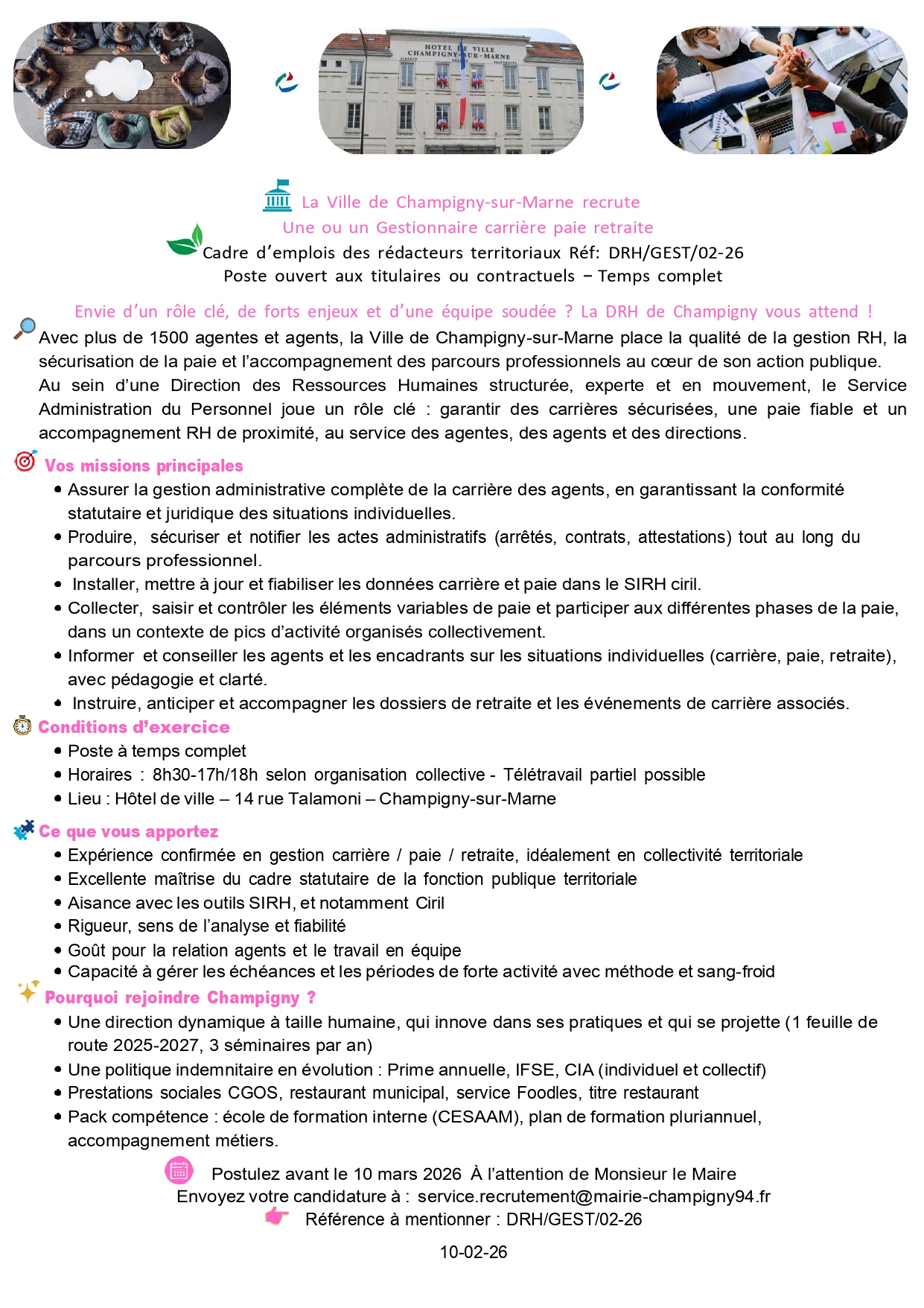 Une ou un Gestionnaire carrière paie retraite