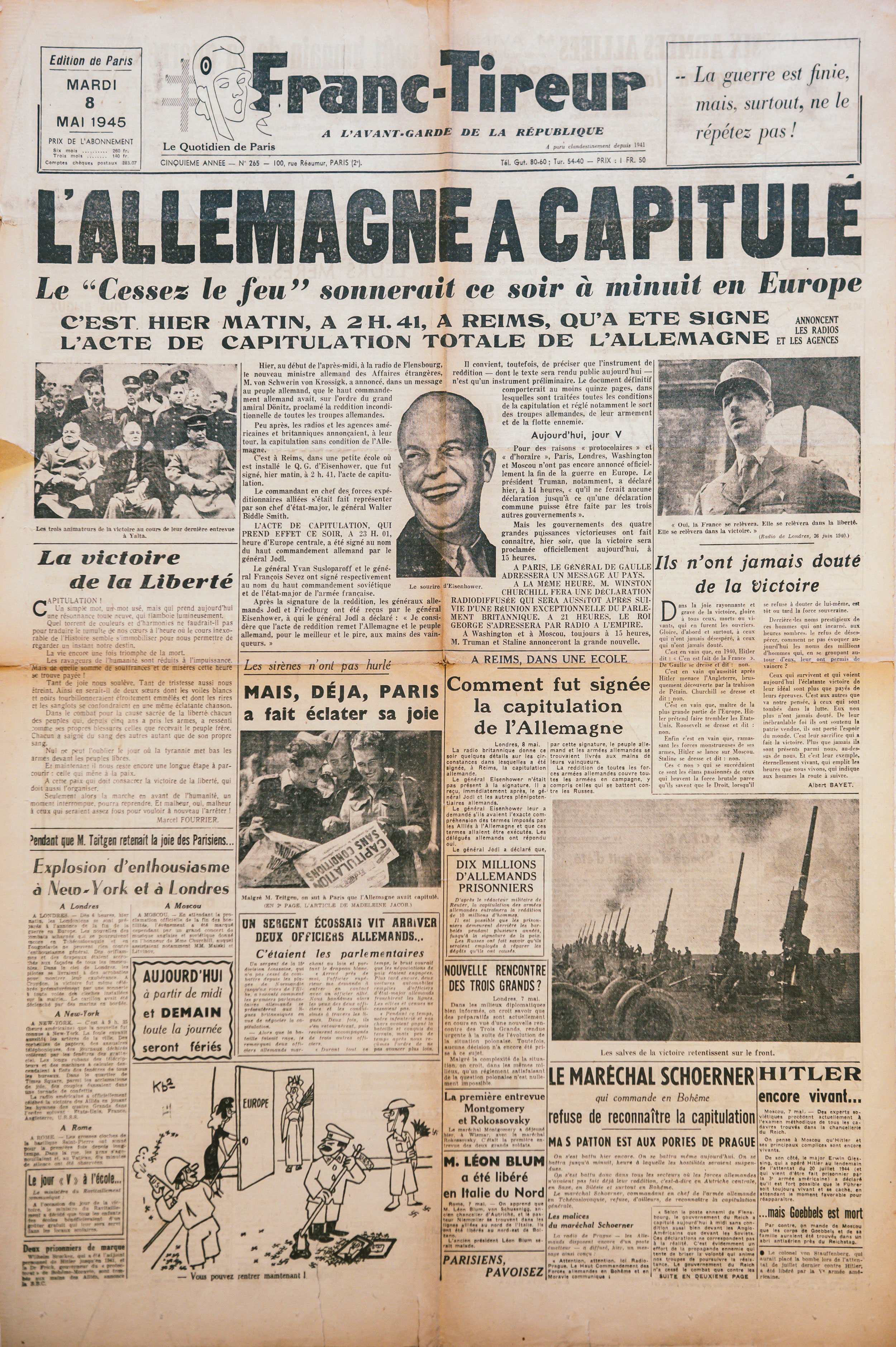 Franc-Tireur, Une 8 mai 1945