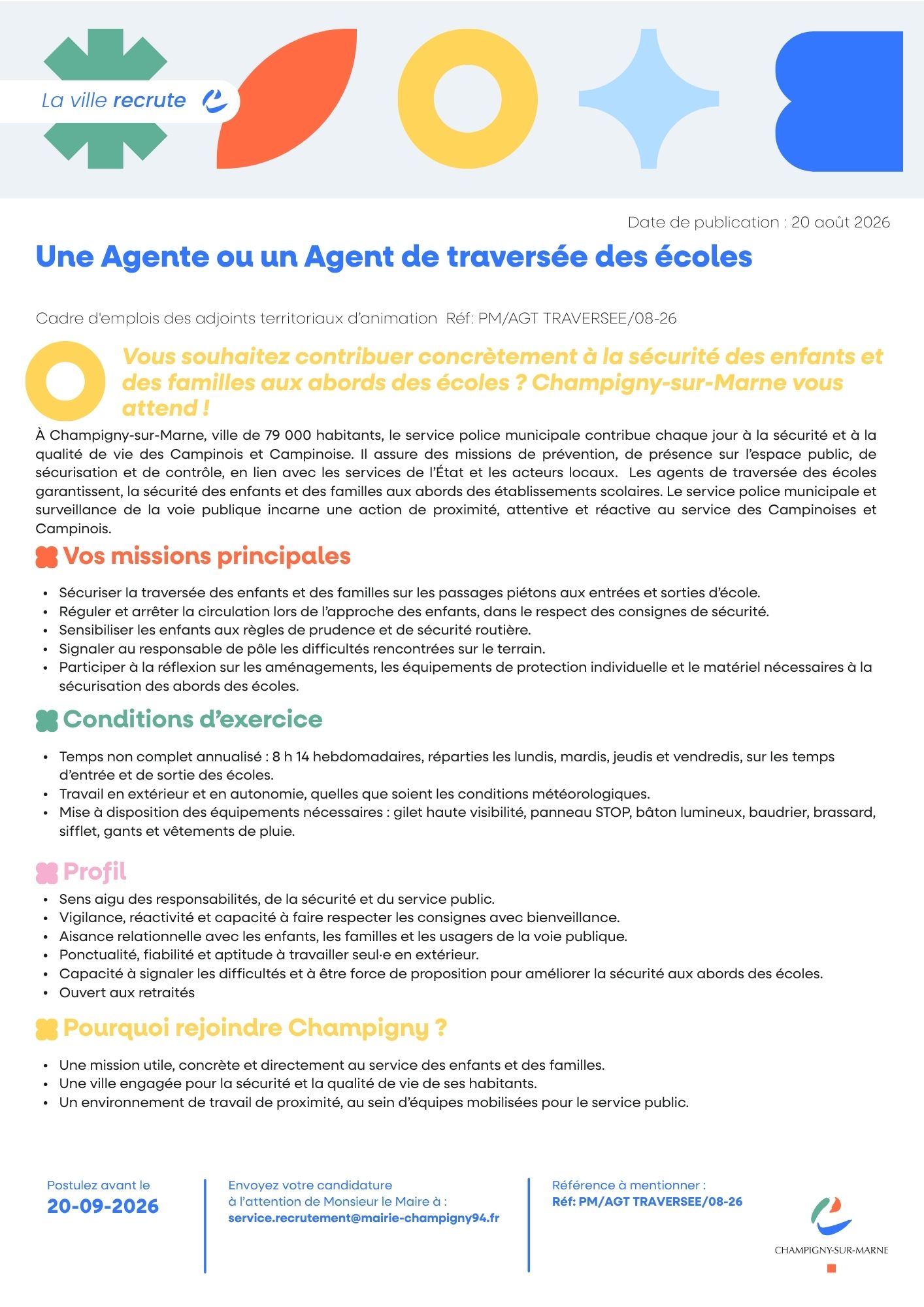 Une Agente ou un Agent de traversée des écoles