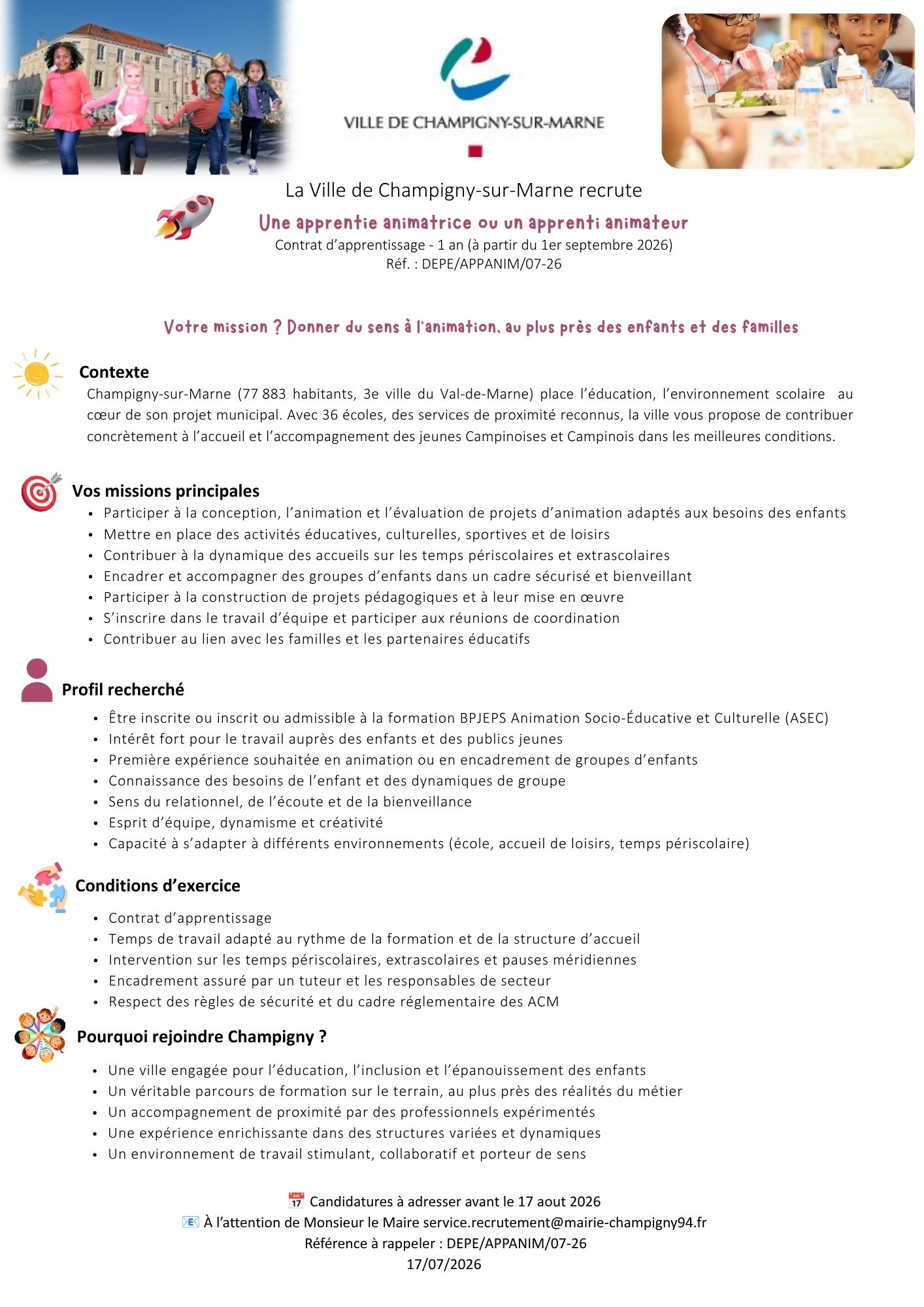 Une apprentie animatrice ou un apprenti animateur