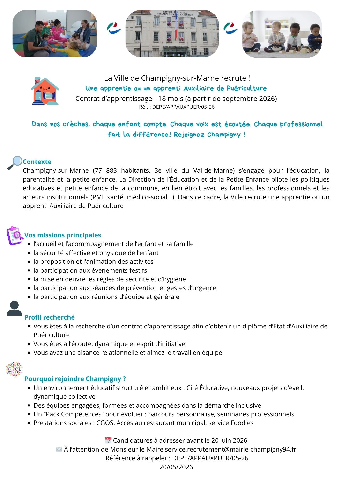 Une apprentie ou un apprenti Auxiliaire de Puériculture