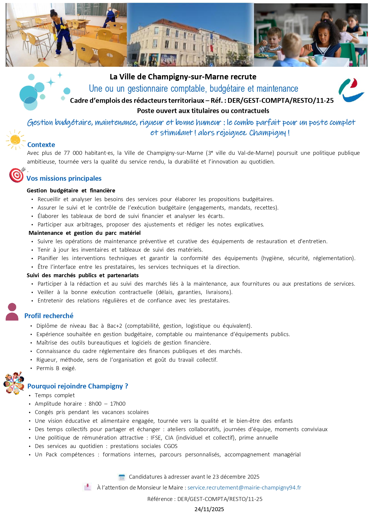 Une ou un gestionnaire comptable, budgétaire et maintenance