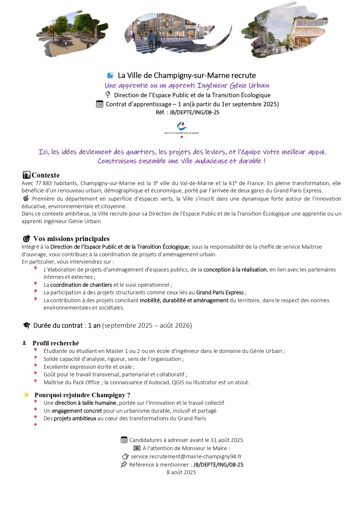 Une apprentie ou un apprenti Ingénieur Génie Urbain